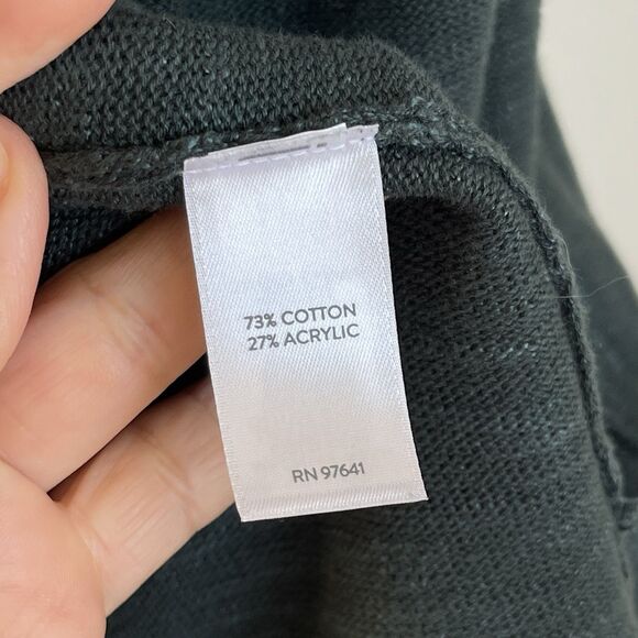 J Jill Sweater Size Medium Forest Green Cotton Knit Long Cardigan Pockets - Picture 9 of 13